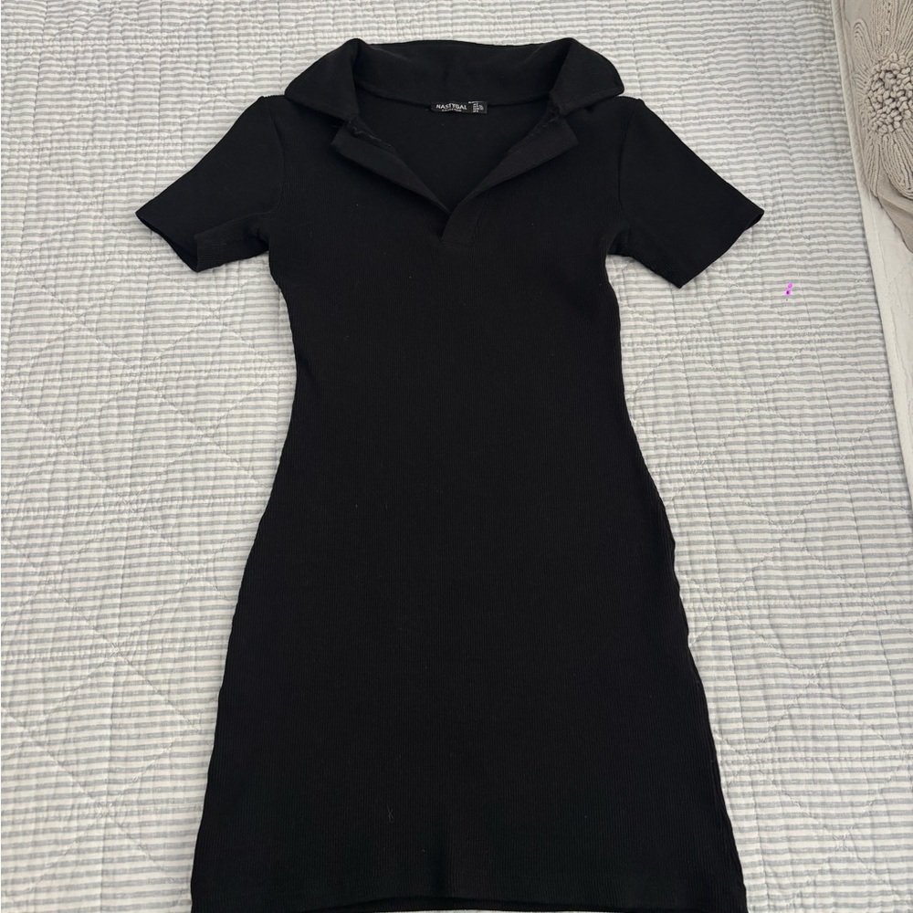 Nasty Gal Black Mini Dress with Collar